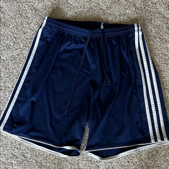 adidas Climacool Dark Blue Athletic Shorts with White Stripes - Picture 1 of 4